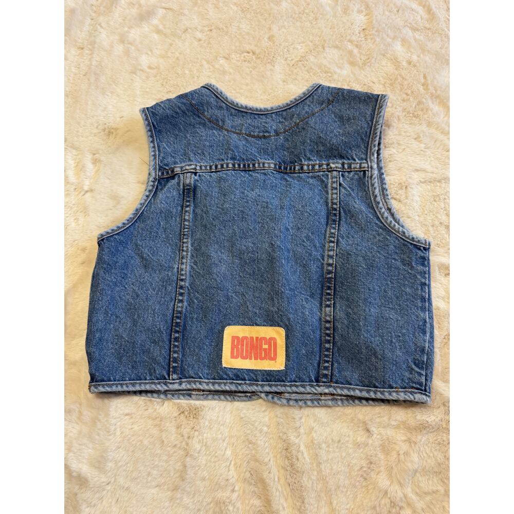 Vintage 90s BONGO Fitted Denim Vest Size XL V-Neckline Medium Wash 100% Cotton